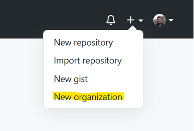 GitHub Dropdown Organization